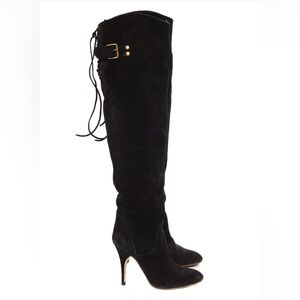 ✨ CHLOE Black suede leather over-the-knee heeled boots